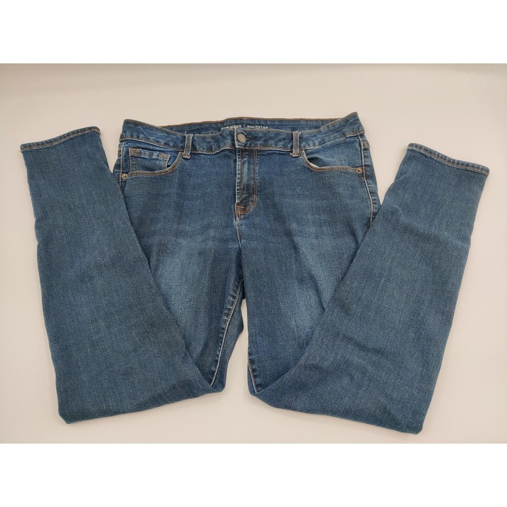 Old Navy Rockstar Skinny Jeans Womens 14 Regular Blue Medium Wash Mid Rise